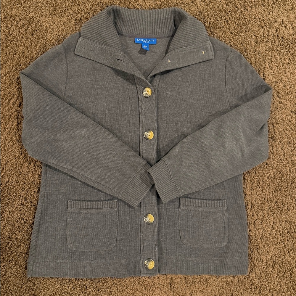 Karen Scott Sport Cardigan Full Button Sweater Casual